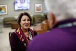 Democratic presidential candidate Sen. Amy Klobuchar, D-Minn., tours the Culinary Health Center, Feb. 14, 2020, in Las Vegas.