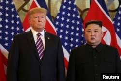 U.S. President Donald Trump and North Korean leader Kim Jong Un pose before their meeting during the second U.S.-North Korea summit at the Metropole Hotel in Hanoi, Vietnam Feb. 27, 2019.