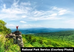 A hiker on the North Marshall section of Shenandoah
