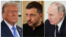 This combination of undated Reuters photos features, left to right, U.S. President Donald Trump, Ukrainian President Volodymyr Zelenskyy and Russian President Vladimir Putin.