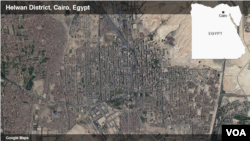 Peta distrik Helwan di Kairo, Mesir.