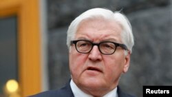 FILE - German Foreign Minister Frank-Walter Steinmeier speaks to journalists .
