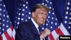 Republican presidential candidate and former U.S. President Trump hosts New Hampshire primary election night watch party in Nashua, Jan. 23, 2024.