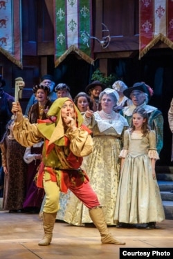 Mark Jaster as the fool in Washington Revels' boisterous celebration of the Winter Solstice. (Sheppard Ferguson)