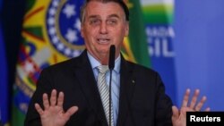 El presidente de Brasil, Jair Bolsonaro, en rueda de prensa en el Palacio Planalto en Brasilia, Brasil, 24 de febrero de 2021.
