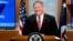 Ngoại trưởng Mỹ Mike Pompeo trong cuộc họp báo tại Bộ Ngoại giao ở Washington D.C., ngày 29/4/2020.