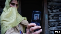 Parveena Begum constantly fears for the safety of her remaining two children when they venture out, after her elder son Shahid Ahmad Ganai, 14, was killed by a leopard, in Trikanjan, a hilly terrain on the Indian side of Kashmir. (Wasim Nabi for VOA)
