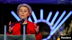 European Commission President Ursula von der Leyen speaks in Brussels, Belgium, Dec. 2, 2021.