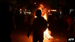 Protesters hold a demonstration against the government of Peruvian President Dina Boluarte in Lima on Feb. 4, 2023.