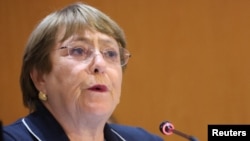 Komisaris Tinggi PBB untuk Hak Asasi Manusia, Michelle Bachelet berbicara di Jenewa, Swiss (foto: dok).