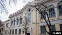 A view shows a building of the Fine Arts Museum damaged by shelling, amid Russia's invasion of Ukraine, in Kharkiv, Ukraine, March 8, 2022.