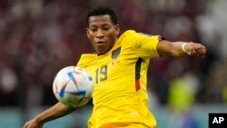 Ecuador's Gonzalo Plata in action during the World Cup, group A soccer match between Qatar and Ecuador at the Al Bayt Stadium in Al Khor, Qatar, Nov. 20, 2022.