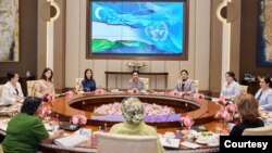 O'zbekistonning yetakchi ayol rasmiylari BMT Bosh kotibi o'rinbosari Amina Muhammad bilan muloqotda, Toshkent, 8-iyun, 2022 