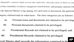 A page from the order by U.S. District Judge Aileen Cannon naming Raymond Dearie as special master to review records seized during the FBI search of former President Donald Trump's Mar-a-Lago estate is pictured Sept. 15, 2022.
