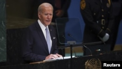 President Joe Biden addresses the 77th Session of the United Nations General Assembly at UN Headquarters in New York City, Sept. 21, 2022. 