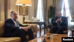 Russian Foreign Minister Sergey Lavrov meets with his Egyptian counterpart Sameh Shoukry in Cairo, Egypt, July 24, 2022. 