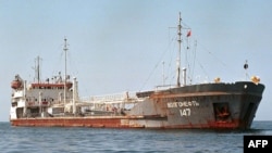 FILE - The Russian oil tanker Volgoneft-147 stands in Muscat's Mina al-Fahl port, Feb. 7, 2000. 