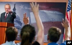 Senate Majority Leader Chuck Schumer speaks during a news conference at the Capitol Hill in Washington, Aug. 5, 2022.