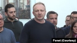 Lider Stranke slobode i pravde Dragan Đilas na konferenciji za novinare posle zajedničkog sastanka opozicije