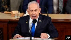 FILE - Israeli Prime Minister Benjamin Netanyahu speaks to a joint meeting of Congress at the Capitol in Washington, July 24, 2024. 