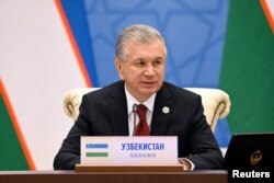 រូបឯកសារ៖ ប្រធានាធិបតីអ៊ូបេគីស្ថាន លោក Shavkat Mirziyoyev ចូលរួម​ក្នុង​កិច្ចប្រជុំ​មួយ​នៅ​មុន​កិច្ចប្រជុំ​កំពូល​អង្គការ​សហប្រតិបត្តិការ​សៀងហៃ ក្នុង​ទីក្រុង Samarkand ប្រទេស​អ៊ូបេគីស្ថាន ថ្ងៃទី ១៦ ខែកញ្ញា ឆ្នាំ២០២២។