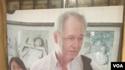 A photograph of Gunnar Bergstrom in an exhibition room at Toul Sleng Genocide Museum, September 20, 2016. (Nem Sopheakpanha/VOA Khmer)