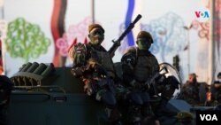 Una tanqueta en Managua. [Foto: Archivo VOA]