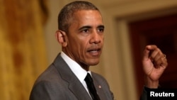 U.S. President Barack Obama speaks about the Bastille Day truck attack in Nice at the Diplomatic Corps Reception at the White House in Washington, July 15, 2016. 