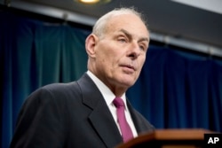 Homeland Security Secretary John Kelly speaks at a news conference at the U.S. Customs and Border Protection headquarters in Washington, Jan. 31, 2017, to discuss the operational implementation of the president
