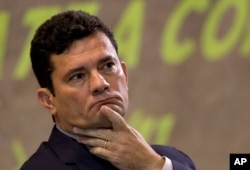Former Judge Sergio Moro participates in an anti-corruption conference in Rio de Janeiro, Brazil, Nov. 23, 2018.