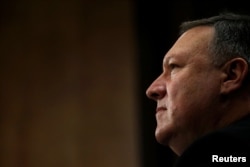 CIA Director Mike Pompeo testifies before a Senate Foreign Relations Committee confirmation hearing on Pompeo's nomination to be secretary of state on Capitol Hill in Washington, April 12, 2018.