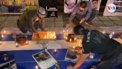 Opositores nicaragüenses participan en una vigilia en Managua contra la investidura de Daniel Ortega. Foto VOA.