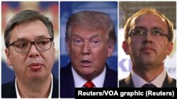 Predsednik Srbije Aleksandar Vučić, predsednik SAD Donald Tramp i premijer Kosova Avdulah Hoti i Sjedinjenih Država (Foto: Reuters)
