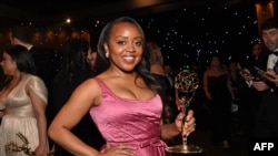 Actress Quinta Brunson, winner of Outstanding Lead Actress in a Comedy Series for "Abbott Elementary," attends the 75th Emmy Awards Governors Gala at the Los Angeles Convention Center in Los Angeles on Jan. 15, 2024.