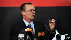 US Assistant Secretary of State for Near Eastern Affairs Jeffrey Feltman at a press conference in the Libyan rebel stronghold eastern city of Benghazi on May 24, 2011