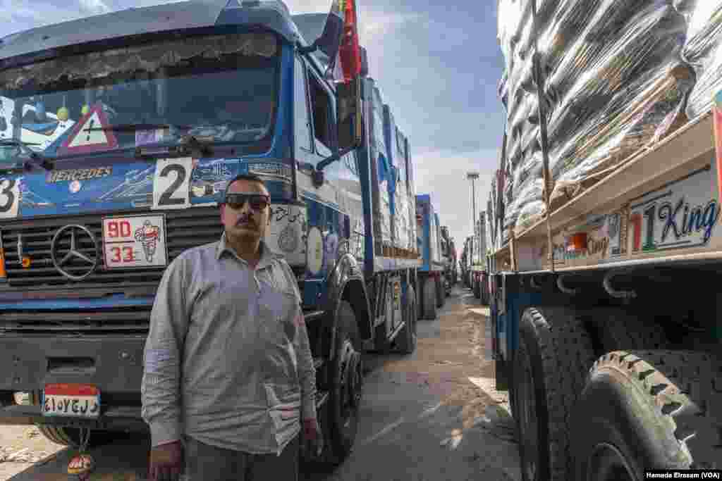 Egyptian truck driver Ali, pictured in Rafah on Jan. 19, 2025, hauled bread to the Rafah crossing in May but met long wait times, so the donor said to &quot;take the aid to a charity for Egypt&rsquo;s poor.&rdquo; The majority of Egyptians live in poverty or are vulnerable.