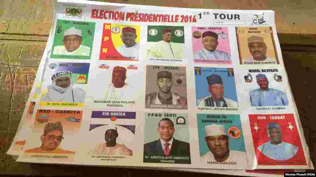 Photos of candidates are included in ballot materials for elections in Niamey, Niger, Feb 21, 2016. 