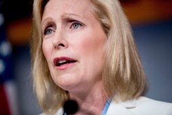 FILE - Then-Democratic presidential candidate Sen. Kirsten Gillibrand, D-N.Y., speaks at a news conference on the 9/11 victims fund on Capitol Hill in Washington, Thursday, July 18, 2019. (AP Photo/Andrew Harnik)