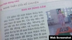 Trong cuốn Thực hành kỹ năng sống cho học sinh lớp 1' có bài học dạy trẻ bước trên thủy tinh vỡ để thể hiện lòng dũng cảm.