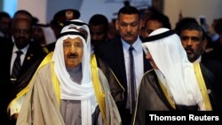 Kuwait's then-crown prince, Sheikh Nawaf, arrives for the opening of the Economic Development Conference in Sharm el-Sheikh, Sep.29, 2020.