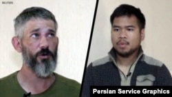 از راست: اندی هوین و الکساندر دروک، شهروندان آمریکایی اسیر در شرق اوکراین