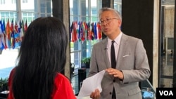 Donald Lu, Assistant Secretary for South and Central Asia, talking with VOA's Navbahor Imamova, Washington, June 30, 2022
