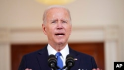 President Joe Biden speaks at the White House in Washington, June 24, 2022, after the Supreme Court overturned Roe v. Wade. 