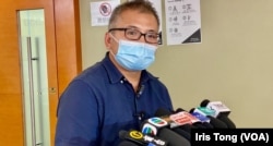 成功连任的香港记者协会主席陈朗升。（美国之音汤惠芸）