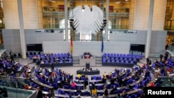 FILE - A general view of the Germany's lower house of parliament, the Bundestag, in Berlin, July 7, 2022. Germany's next national election has been set for Sept. 28, 2025. 