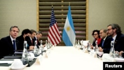 U.S. Secretary of State Antony Blinken meets with Argentina's Foreign Minister Santiago Cafiero during the G20 Foreign Ministers' Meeting in Nusa Dua, Bali, Indonesia July 8, 2022.