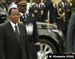 Cameroon President Paul Biya arrives at the May 20 Boulevard for National Day celebrations, in the Yaounde, Cameroon, May 20, 2018.
