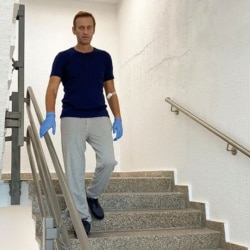 FILE - Russian opposition leader Alexei Navalny is seen during his recovery at Charite Hospital in Berlin, Germany, in this undated image obtained from his Instagram @navalny, Sept. 19, 2020.