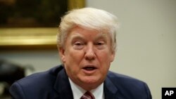 President Donald Trump speaks during a meeting on women in healthcare, March 22, 2017, in the Roosevelt Room of the White House in Washington.