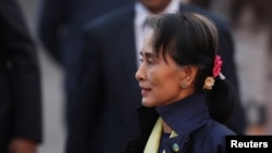 La dirigeante birmane Aung San Suu Kyi le 24 janvier 2018. 